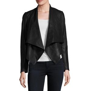 Lamarque Cowl Neck Leather Asymmetrical Jacket
